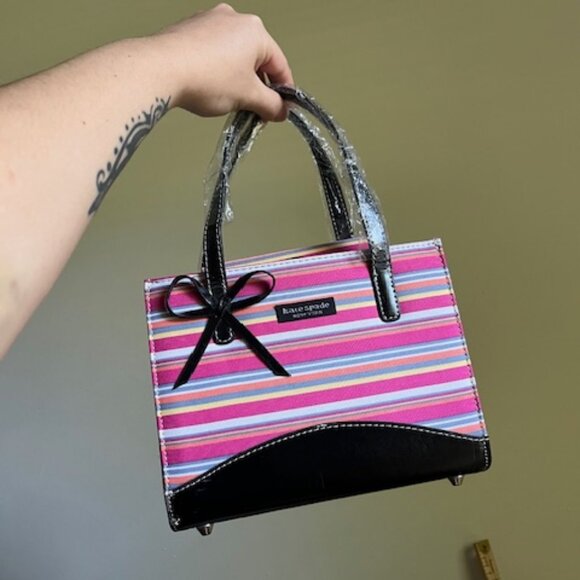 Rare Y2K Pinstripe Kate Spade Crossbody - Picture 1 of 4